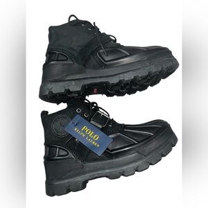 POLO Ralph Lauren Black Leather OSLO Low Duck Boots NEW